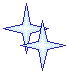 Две бледно-голубые звезды в форме ромба: правая звезда находиться ниже левой звезды и перекрывает её