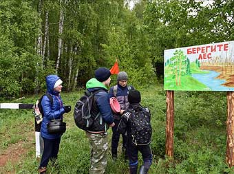 У противопожарного аншлага при входе в лес